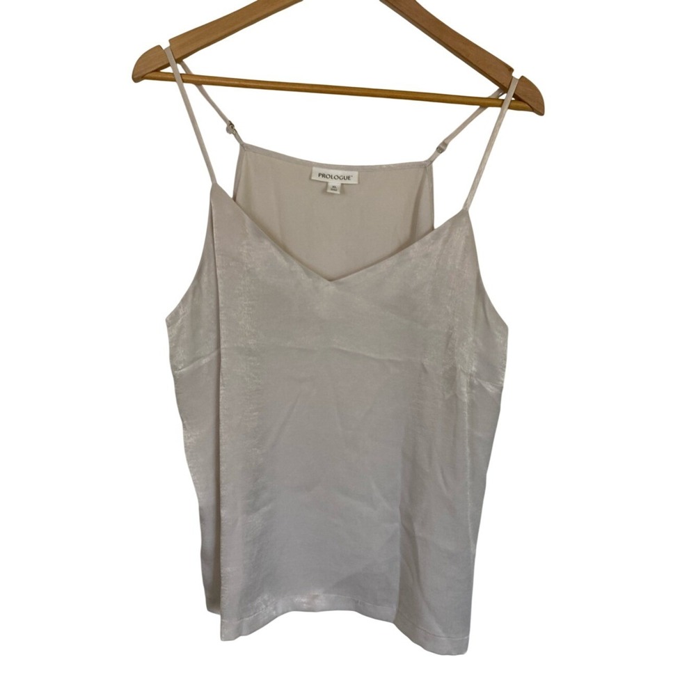 Prologue Womens Gray Ecru Satin V-Neck Camisole Size XL Classic Basic Staple